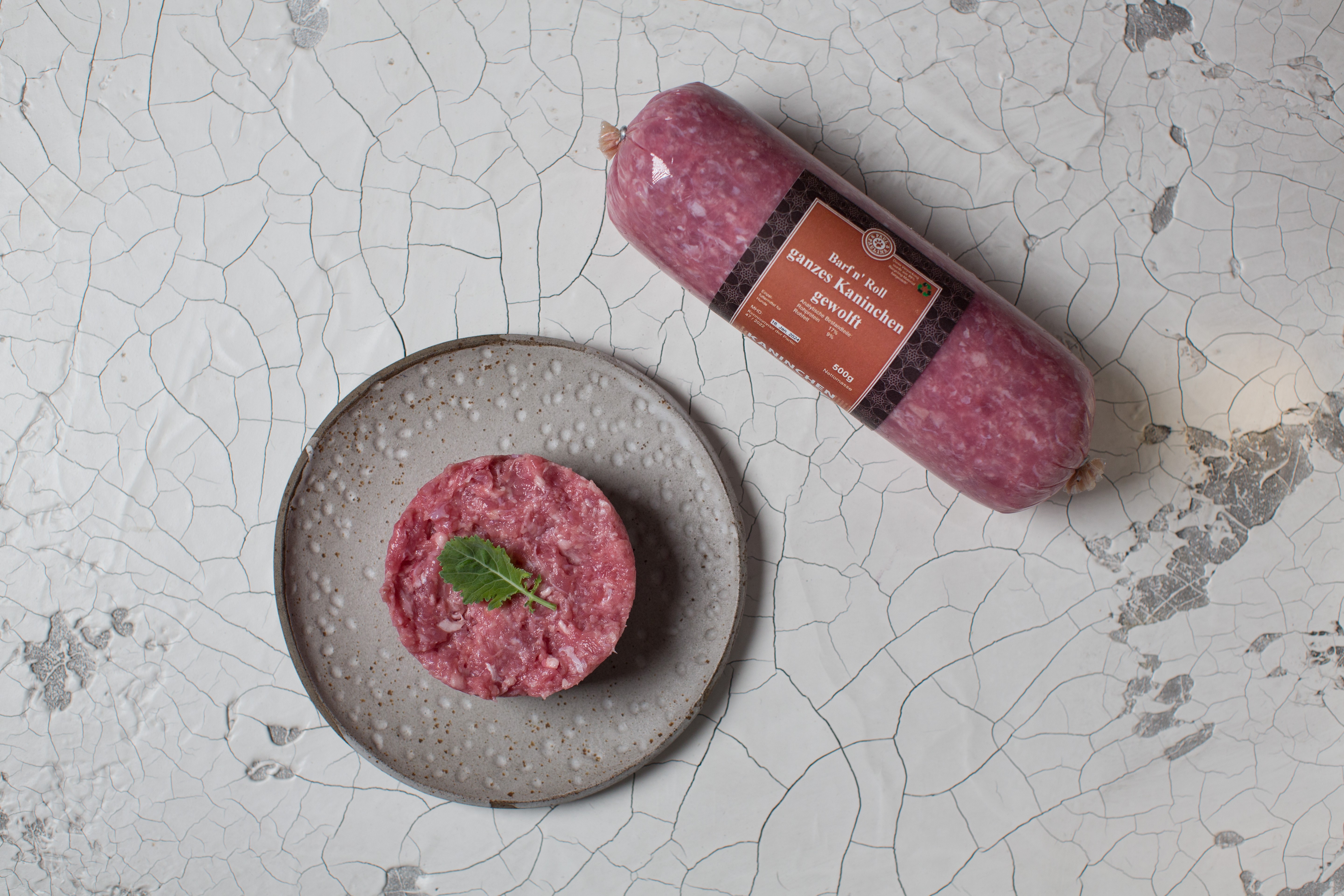 Barf n Roll ganzes Kaninchen gewolft 500 g