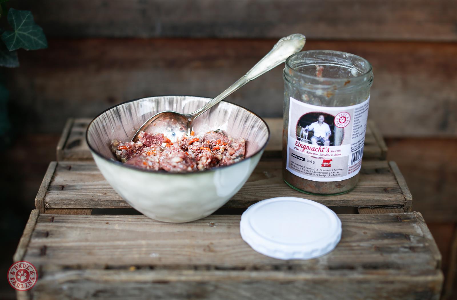 Rind mit Naturreis, Karotten, Zucchini, Birne, Brunnenkresse